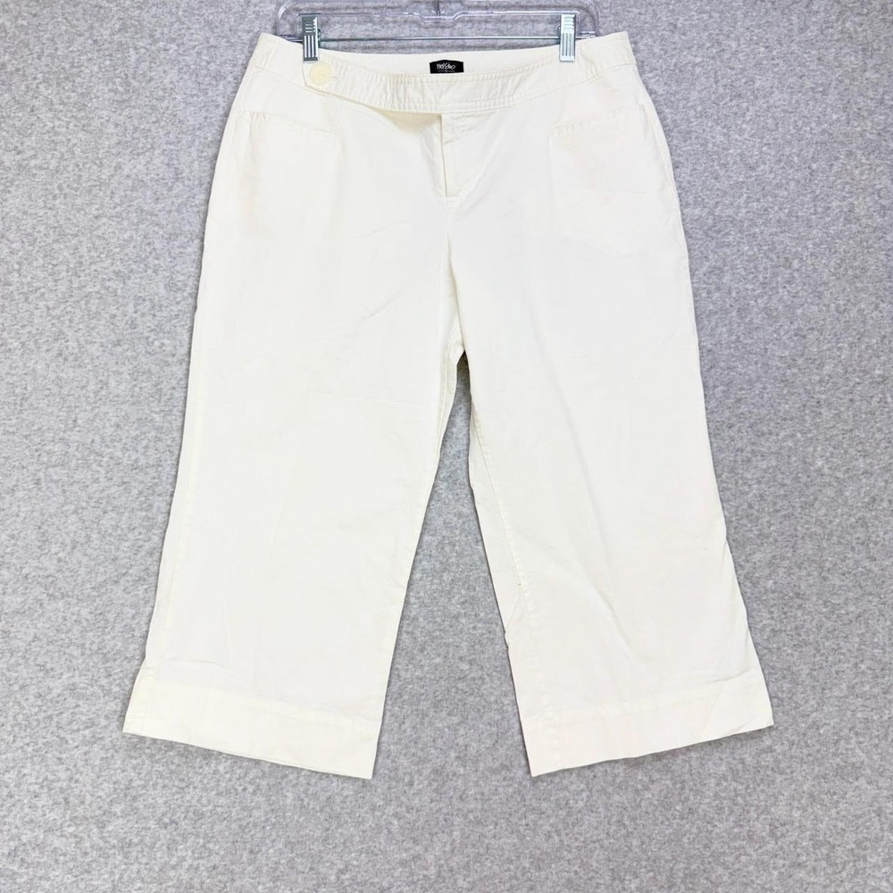 Mossimo Capris Women 10 White Stretch Mid Rise Crop Pants Casual Preppy Summer